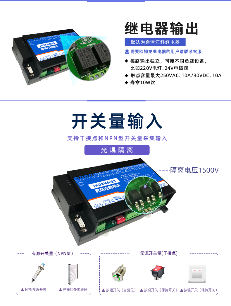 聚英8888系列繼電器智能自控模塊開(kāi)關(guān)量輸入