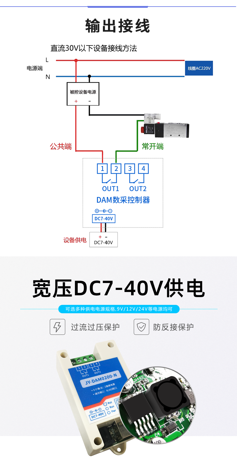 云平臺 DAM-0200-N 遠(yuǎn)程智能控制器輸出接線