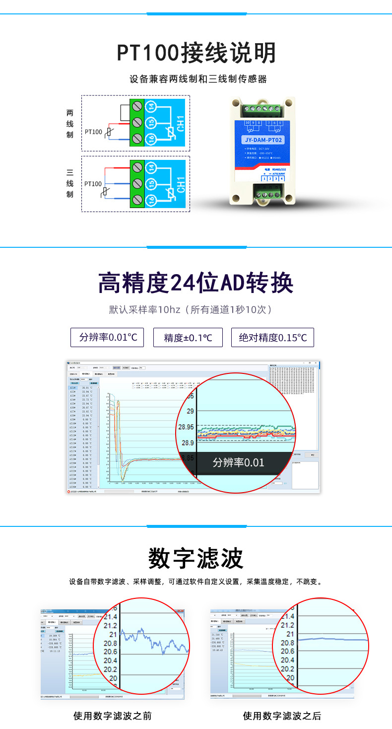 DAM-PT02 溫度采集模塊接線說明