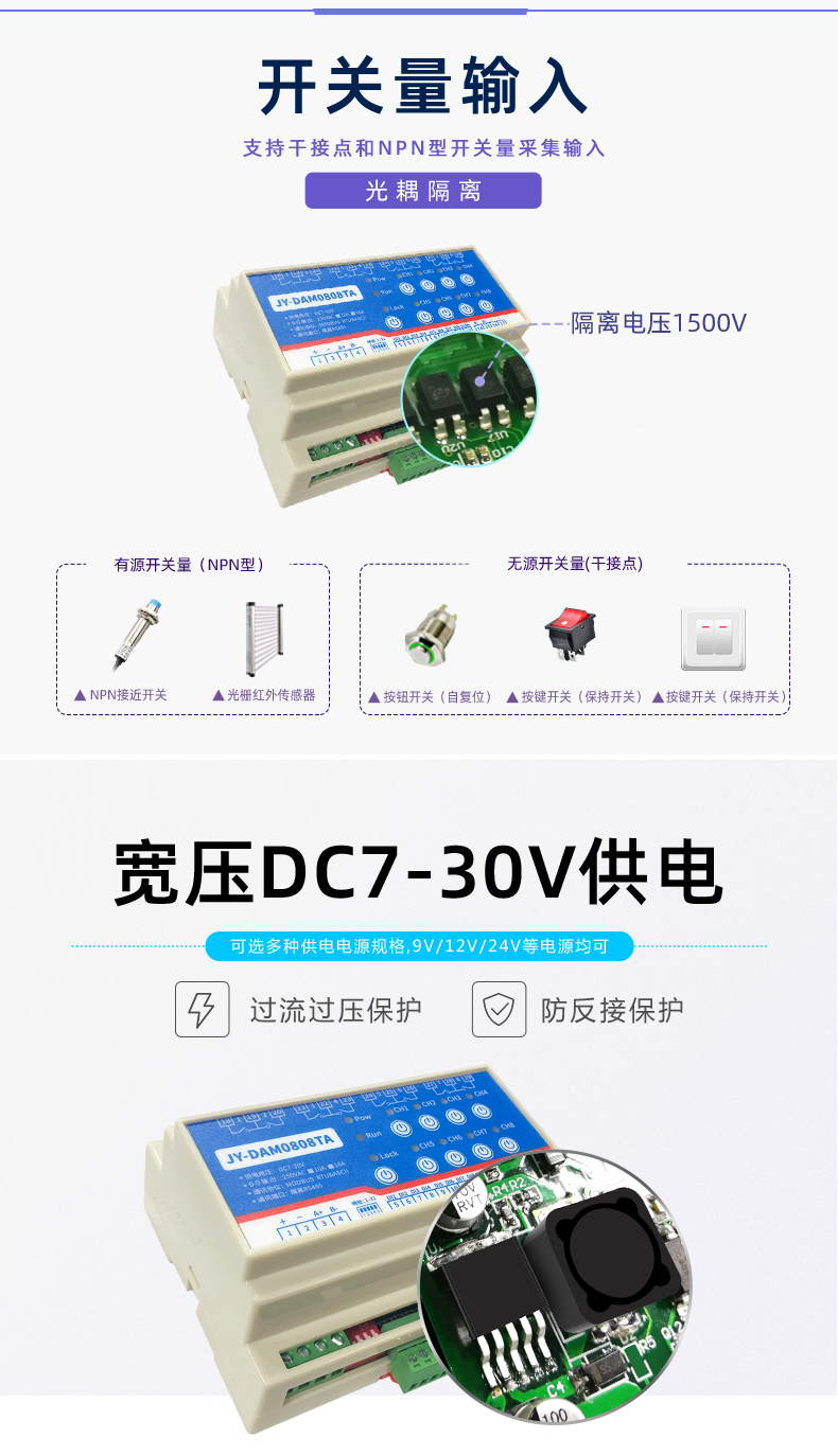 云平臺 DAM-0808TA 遠(yuǎn)程智能控制器開關(guān)量輸入