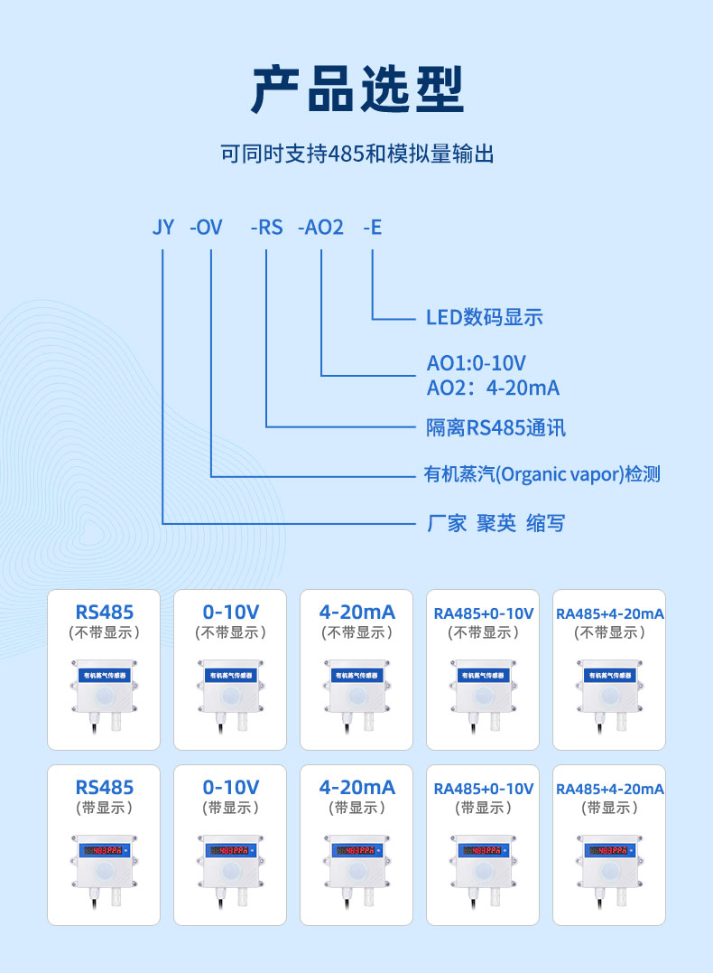 有機(jī)蒸氣傳感器產(chǎn)品選型