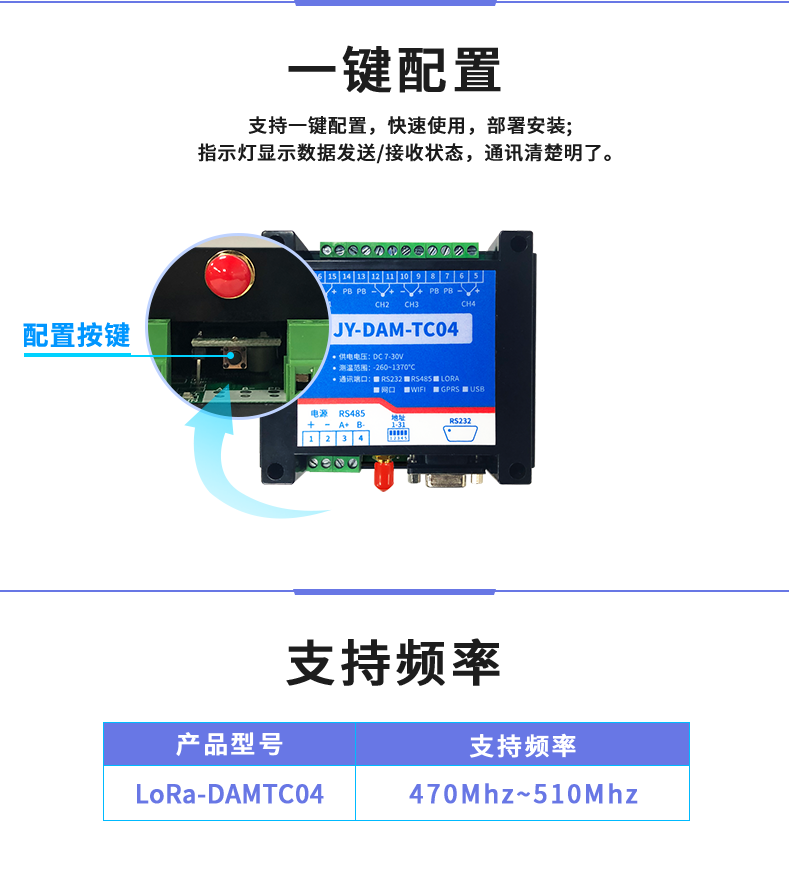 LoRaTC04 LoRa無線測溫模塊一鍵配置